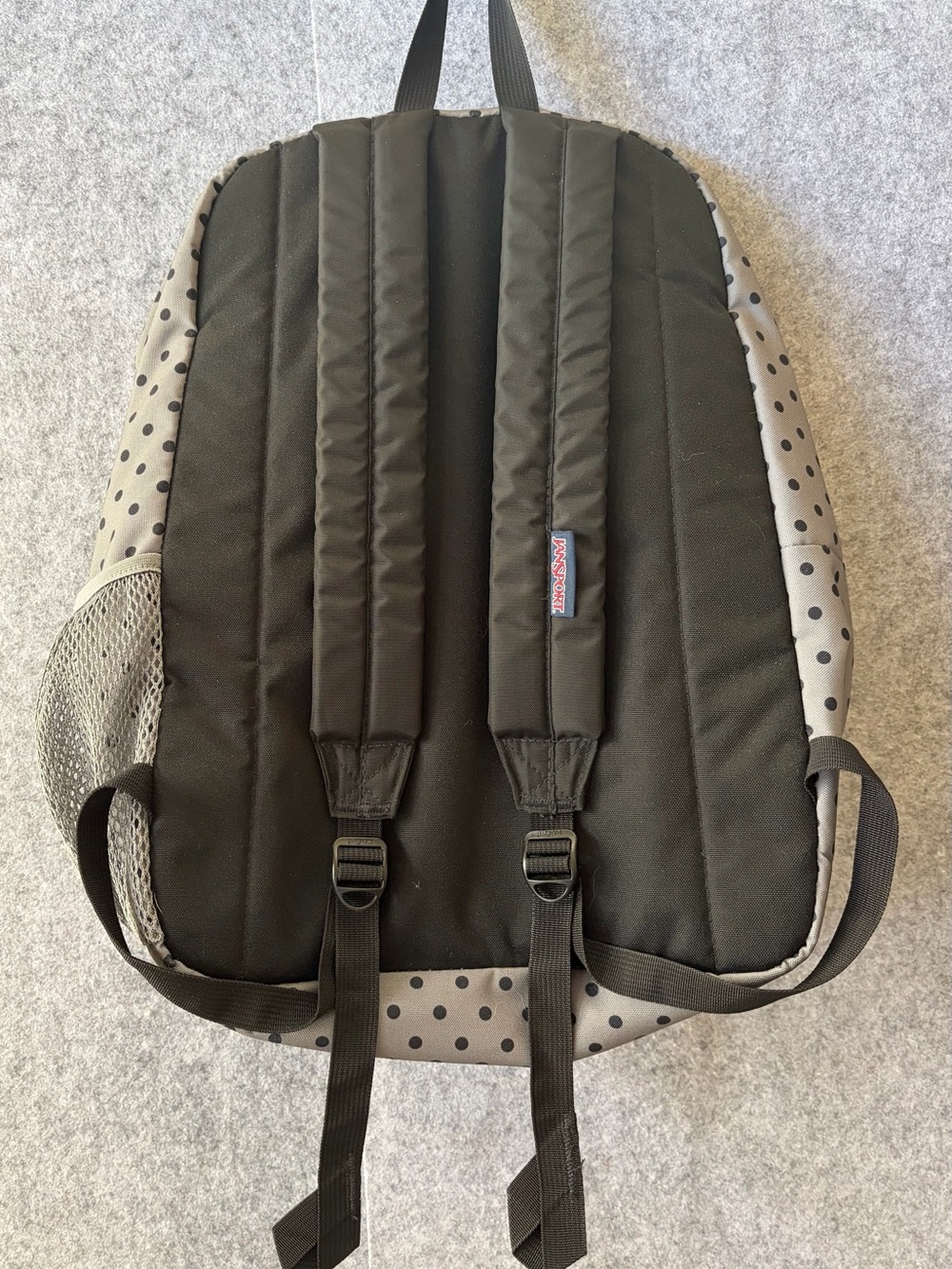 Jansport Digibreak Gray Backpack with Black Polka Dots - Picture 3 of 13